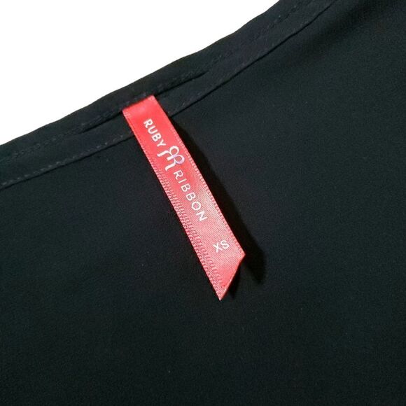Ruby Ribbon Womens Sheer Banded Black Blouse Size XS - Picture 11 of 12
